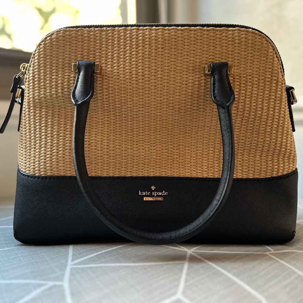 Kate Spade two-toned straw top handle purse